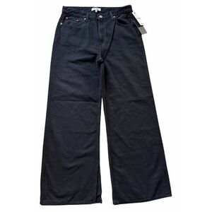 Re/Done 70s Stove Pipe Ultra High Rise Wide Leg Jeans Black Flow Women's Size 27